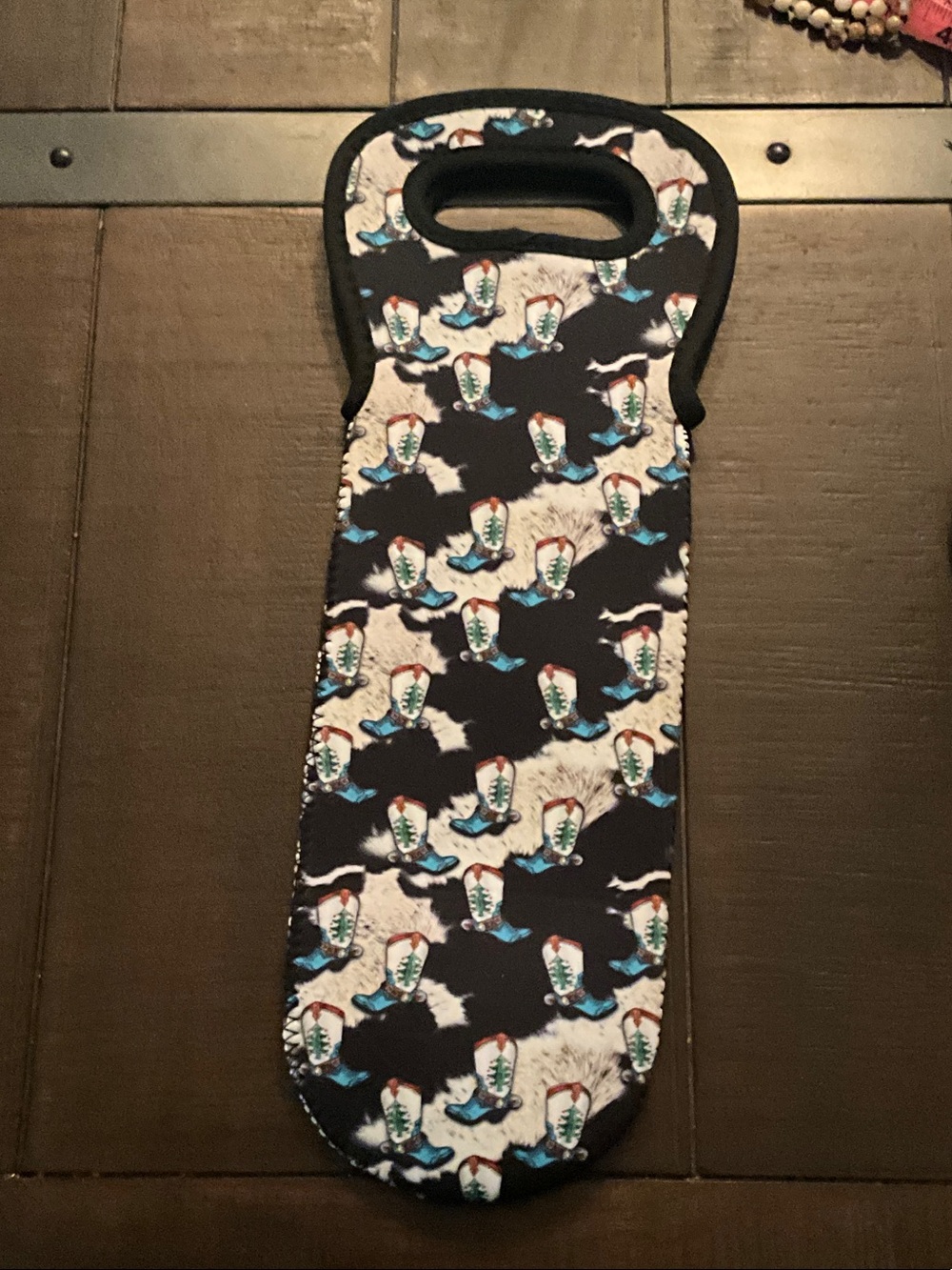 Neoprene Bottle Carrier- Navy Cowboy Print